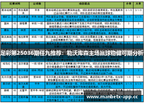 足彩第25036期任九推荐：勒沃库森主场赢球稳健可期分析